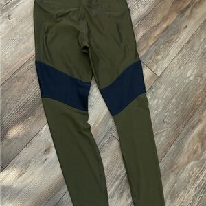 Nike Olive Green Leggings with navy Stripe